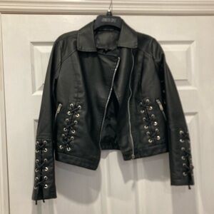 Women's Black Lace-Up Leather Jackets